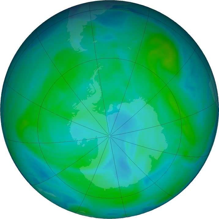 Antarctic ozone map for 18 January 2024
